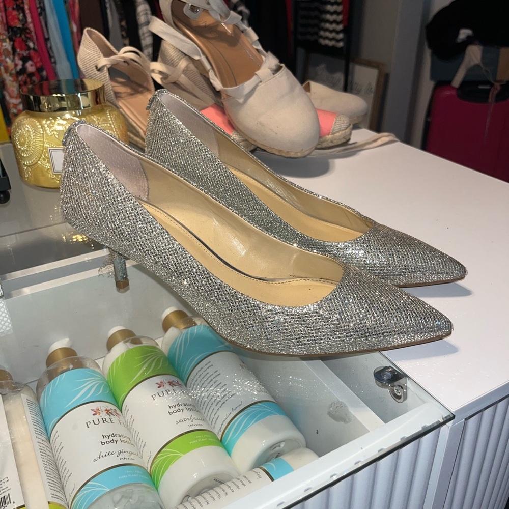 Michael Kors Silver Glitter Heels